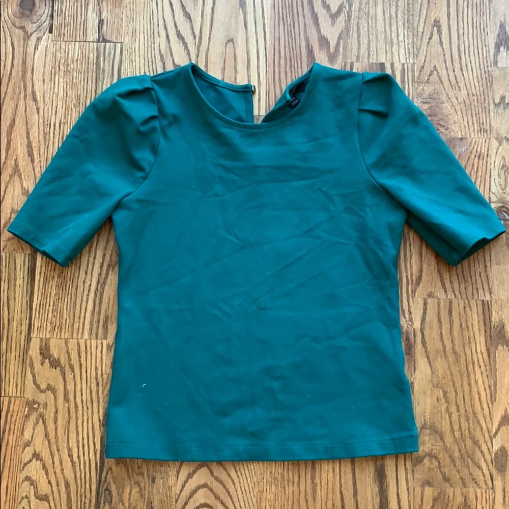J. Crew Puff-sleeve Ponte Top in Spicy Jade